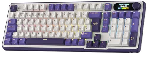 RK ROYAL KLUDGE S98FR Clavier mécanique écran Intelligent, Français AZERTY | 96% Clavier gaming RGB disposition touches en haut, avec BT/2,4G/USB-C, isolation phonique à 5 couches, hot-swap, 98 touches