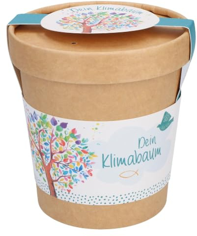 Klimabaum Anzuchtset. Biologisch abbaubarer Pflanzbecher mit Birken-Saatgut, Quelltablette und Anleitung auf Banderole: Nachhaltiges Geschenk für Kinder zum Selbstziehen zuhause