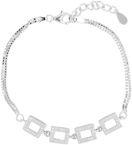 Akzent Armband Damen - Premium Armband Damen in Schwarz aus 925/- Silber, rhodiniert, 100% Wasserfest & Hautverträglich
