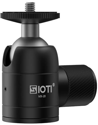 SIOTI Stativ Mini Kugelkopf Stativkopf-Metall Kugelkopf 360 ° Schwenk 90 ° Tilt Stativ mit 1/4 Schraube für Digitalkamera/Compact DSLR/Handy/Einbeinstativ/Gopro/Light Stand/Light House