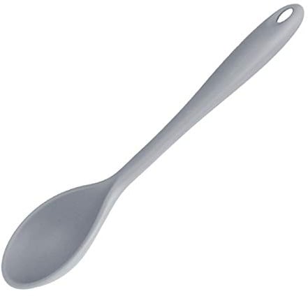 Vogue Silicone High Heat Cooking Spoon Grey - 275mm 10 3/4 | Protects non-stick cookware from scratches, with an extra-long handle for safe stirring in commercial kitchens.