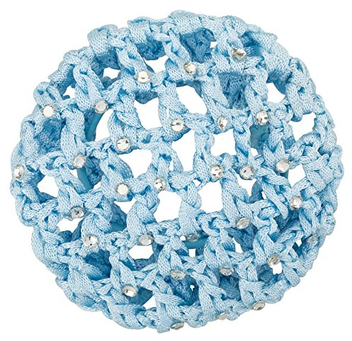 tanzmuster Ballett Duttnetz - Mila - mit Glitzersteinen und Haargummi - hellblau - Knotennetz für dickes und dünnes Haar - Damen und Kinder