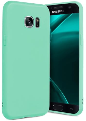 ONEFLOW SlimShield Pro für Samsung Galaxy S7 Hülle Ultra dünn erhöhter Rand, TPU Backcover minimalistisch Handyhülle flexibel, Schutzhülle mit Kamera- und Displayschutz, Mint