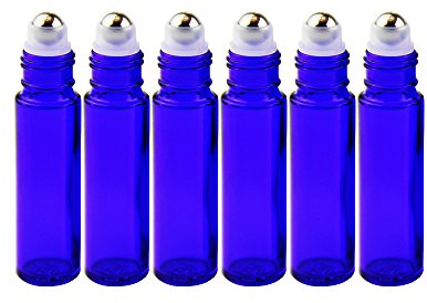 YIZHAO Roll On Vuoto per Oli Essenziali,Profumi,10 ml Blu Bottiglie Vuote in Vetro, con Sfera in Acciaio Inossidabile – 6 PCS