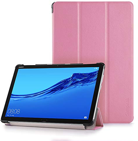 Simpeak Funda Compatible con Huawei Mediapad M5 Lite 10, Funda Compatible con Huawei Mediapad M5 Lite 10 Multi-Angulo Cubierta Folio con el Soporte Case,Rosa