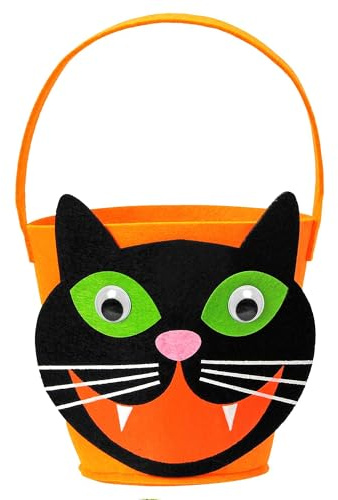 W WIDMANN MILANO Party Fashion 01349 - Korb Süßes oder Saures Katze, Tasche, Beutel, Halloween