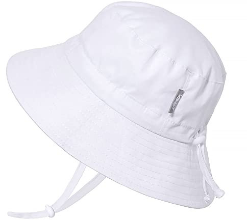 Jan & Jul Sombrero de Sol bebé 100% algodón con protección UV (Talla: 0-6 Meses, Blanco)