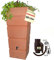 Regentonne Regenfass Ecktonne Regenspeicher Regenwasserbehälter mit Fallrohrfilter, Regenfilter T33 braun FROSTSICHER - Moderne Eck-Regenwassertonne mit stabilem Deckel als Pflanzschale