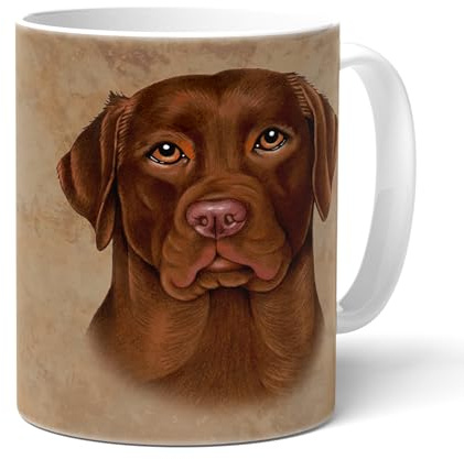 power gift LABRADOR Schoko (A) - Kaffeetasse, Becher mit Griff. Teetasse aus hochwertiger Keramik. Kaffeebecher mit schöner Grafik und passenden Spruch. Mehrwebecher. Praktisches Geschenk.