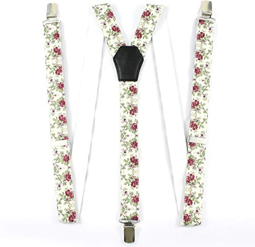 DWOY Hosenträger Damen 25mm breit Y-Form mit 3 stabilen Clips (Floral 2)