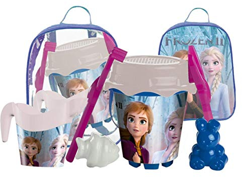Unice Mochila Cubo Playa Castillo 18 CM FROZZEN 2 con CEDAZO,Pala,RASTRILLO Y MOLDES.