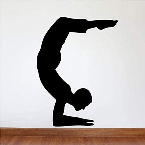 Yoga Studio Vinyl Wall Sticker Yoga Gym Wall Sticker Yoga Pose Silhouette Waterproof Removable Decorative Wall Sticker 57 * 76Cm