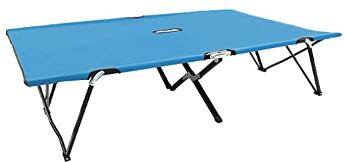 vidaXL Sonnenliege Klappbar für 2 Personen Feldbett Campingbett Gästebett Klappbett Campingliege Liege Klappliege Gartenliege Blau Stahl