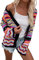 HAHAEMMA Damen Regenbogen Strickjacke Cardigan Pullover Langarm Mehrfarbig Gestreifter Pullover VBLne Offene Jacke Herbst Winter（BL,M）