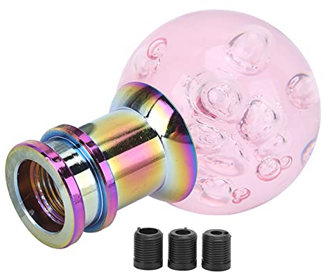 Les-Theresa Schaltknauf Rosa, Universal Manueller Schaltknauf Acrylic Schaltknauf Kopf Schaltknauf Shifter mit 3 Gewindeadaptern, für Fahrzeuge mit Universal Schaltgetriebe