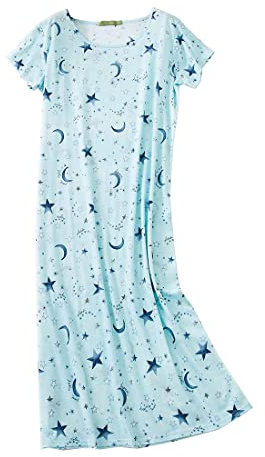 Dreamskull Long Nightdress for Ladies Women Long Short Sleeve Loose Nightshirt Christmas Elements Nightgowns Home T-Shirt Dress Spring Summer Nightie