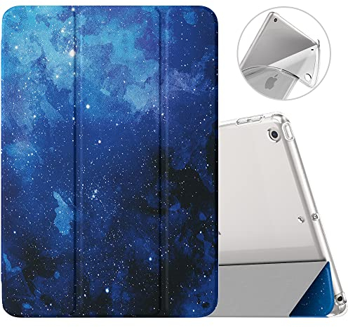 MoKo Cover per Nuovo iPad 10,2 iPad 9a generazione 2021 / 8a Gen. 2020 / 7a Gen. 2019, Custodia Ultra Sottile Leggero Tri-fold Auto Sveglia/Sonno con Retro Semi-trasparente in TPU,Cielo Stellato Blu