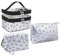 Lakpopya Kulturbeutel Set, 3 Stück Kosmetiktasche mit Rautenmuster, Doppelschichtige Transparent Makeup Tasche + Waschtaschen für Damen & Männer (Silber)