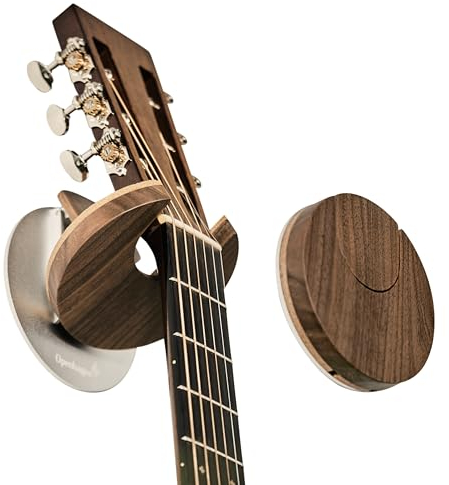 World's Only – Zusammenklappbarer Gitarren-Aufhänger und Wandhalterung für Gitarren und Bässe – patentiert – dänisches Design – platzsparend – Holz – Walnussfarbe – kratzfest – preisgekrönt