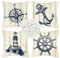 Velvhom Outdoor Zierkissenbezüge 40x40 Deko Kissenbezug Dekokissen Kuschelkissen Wohnzimmer Kissenbezüge Quadratisch Ruder Leuchtturm Anker Kompass Garten Sofakissen Couchkissen Zierkissen 4 Stück