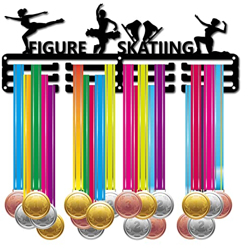 CREATCABIN Eiskunstlauf-Medaillenhalter Sportmedaillen-Display Wandhalterung Aufhänger Dekoration Edelstahl Auszeichnung Für Die Aufbewahrung Abzeichen Skater Sportler Über 60 Medaille 40x15cm
