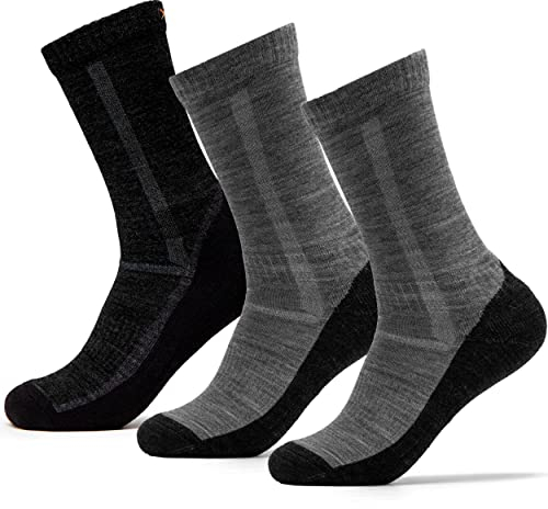 Occulto Herren Merino Wandersocken 3er Pack (Modell: Reinhold) Hellgrau-Anthrazit 43-46