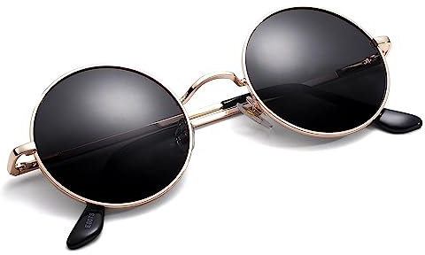 Pro Acme Retro Kleine Runde Polarisierte Sonnenbrille für Männer Frauen (Goldene Rahmen | Grau Linse)