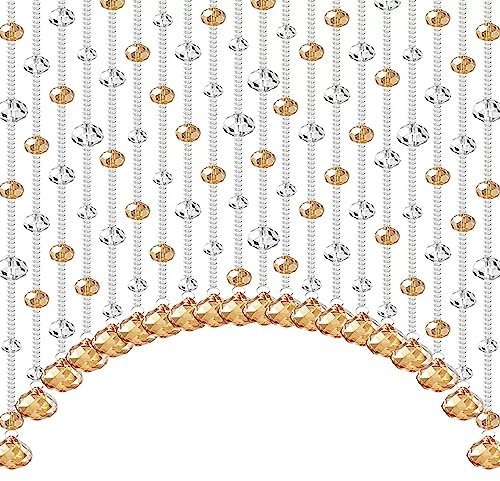 EMYJAY Door Beaded Curtain, Bead String Door Curtain Hanging Glass Door Beads Beaded Curtains Doorways Crystals Stran Arched Windows (Color : Gold, Size : 60)