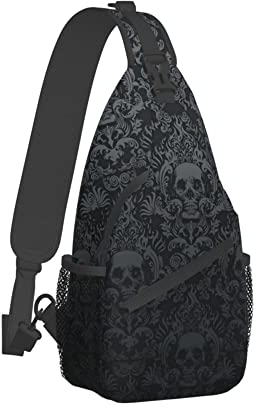 Umhängetasche mit Totenkopf-Motiv, für Damen und Herren, Umhängetasche, Sling-Rucksack, Schultertasche, Brusttasche für Reisen, Wandern, Fitnessstudio