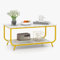 LIFEZEAL Table Basse avec Aspect Marbre, Table de Salon avec Grand Espace Ouvert de Rangement, Meuble de Salon Rectangulaire avec Cadre en Métal, 105 x 55 x 46,5 cm (Blanc)