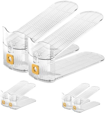 GlSAKE Space Saver Shoe Stacker 6Pack Clear Shoe Slots Organisers Adjustible Shoe Holder Stand Shoe Rack Storage Organisers For Cabinet
