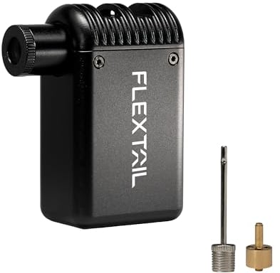 FLEXTAILGEAR Tiny Bike Pump, 100PSI Tire Pump, Bicycle Inflator, Electric Air Pump,Rechargeable Battery, Portable Ultra Mini Pump with Shrader & Presta Valves for Cycling MTB Road Mountain Bike