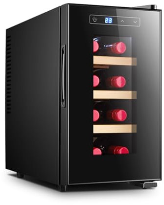 8-Bottle Wine Cooler Refrigerator 8-18°C Thermostatic Wine Cooler Cooler, Independent Compact Mini Wine Cooler,B