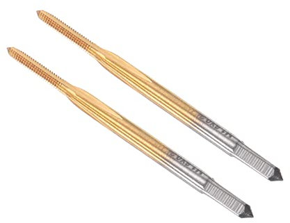 CoCud Thread Milling Taps, Metric M1.6 x 0.35 Thread, Titanium Coated Machine 3 Straight Flutes Screw Threading Tool - (Applications: for Tapping Drilling Machine), 2-Pieces
