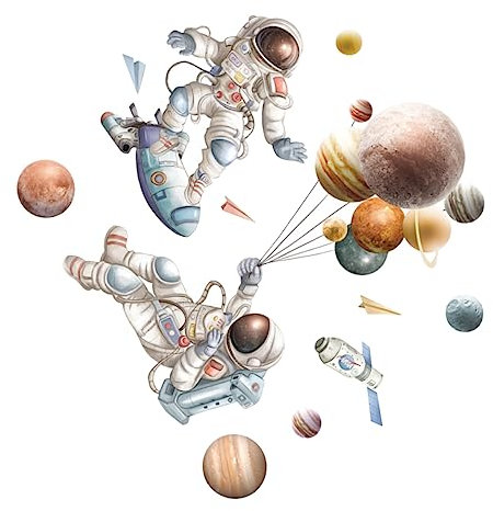 HEMOTON 1 Packung Weltraum-astronauten-wandaufkleber – Abnehmbare Nicht Schädliche Himmelsdekoration Für Kinderzimmer