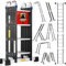 Bryner Ladder 7 in 1 Multi-Purpose Ladder Aluminium Extension Ladder 15Ft Folding Adjustable Telescoping Step Ladder Meet SGS EN 131 Standard Heavy Duty 330lbs Ladders