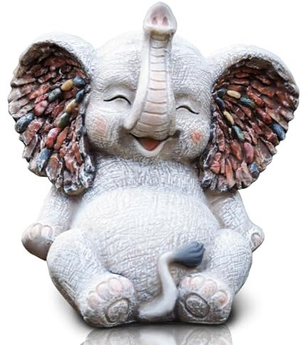 Kunkeinson Gartendeko Elefant für außen 22cm Hoch, Gartendeko für draußen wetterfest