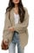 Jhsnjnr Womens Casual Oversized Knit Sweater Open Front Long Lantern Sleeve Chunky Cardigans Khaki