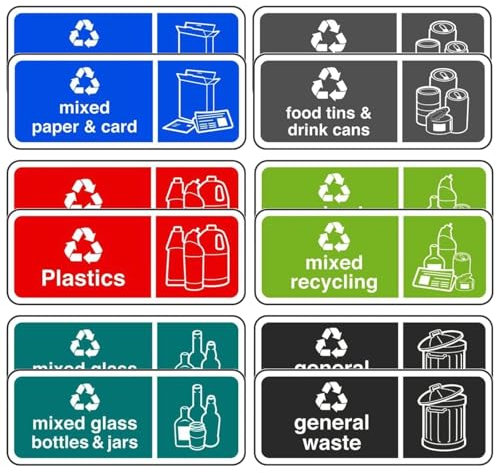 Asheyya 12PCS Recycling Stickers for Bins, Waterproof (150mm X 60mm)