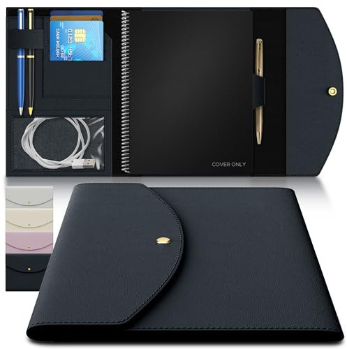 Luxuriöser schlanker Organizer-Einband, kompatibel mit, Journal, Planer, Executive-Größe A5, passend für 8.5x11 große Notizbücher, weiches veganes Leder für Core