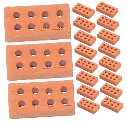 FIXOSHEE 25St Mini-Steine kleine Steine ​​zum Basteln Mini-Mauerstein Mini Ziegelsteine DIY Modellbau Baumodell Miniaturen zum Basteln Ziegel für die Landschaftsgestaltung Ton Light Brown