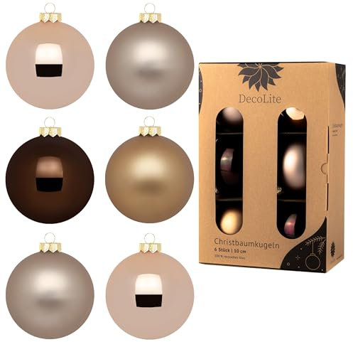DecoLite: Christbaumkugeln aus Glas Ø 10 cm (6 Stück) - Lounge - matt/glänzend