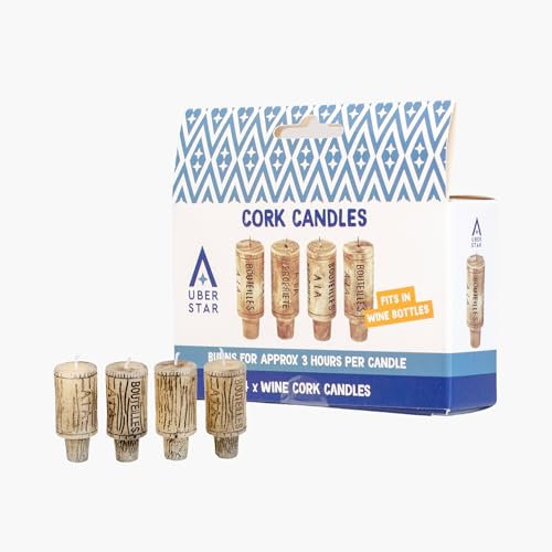 Wine Cork Candles/Bottle Decorations Elegant Paraffin Wax Candles Set of 4