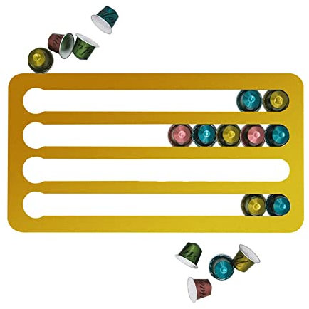 ERVDKXCOI Kaffeekapseln Aufbewahrungskorb,Tresen Kaffeekapse Kapselhalter, Wandkapselhalter, kompatibel mit 20/40 Kapseln, vertikal oder horizontal an Wänden oder unter Schränken(Silver,22x41cm)