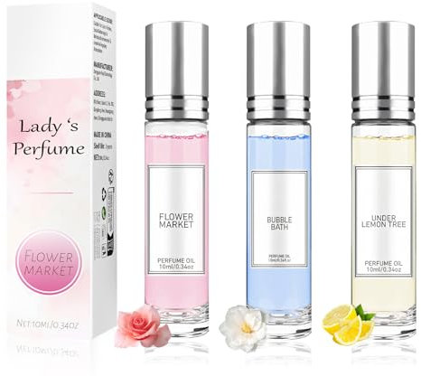 Allony Parfum Damen Set, Mini Parfüm, Jasmin,Pfingstrose, Pfirsich, Langanhaltender Duft, Frischer und Milder