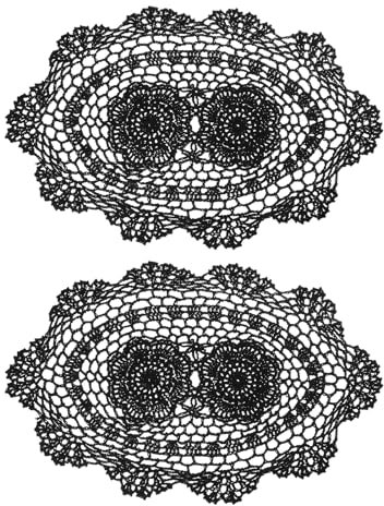 QUARKZMAN 2 Stück 16x10 Zoll Handgefertigte Häkeldeckchen, Polyester-Baumwoll-Tischsets ovale Tischhäkeldeckchen für Esstisch Küche Partys, Schwarz