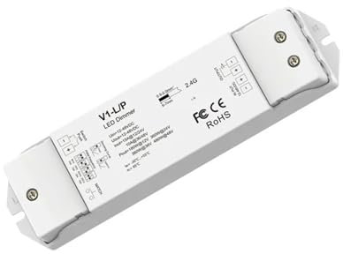 V1-L/P LED-Dimmer, 12–48 V, RT1, 1 Zone, einfarbiges LED-Lichtleisten-Dimm-Set, 2,4 G-Fernbedienung, Tastenschalter, Dimmer(V1-LP)