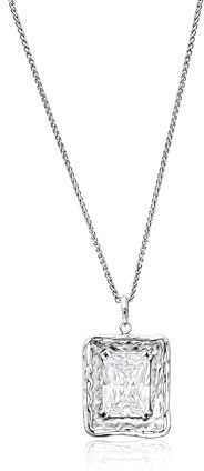 JEAN RACHEL JEWELRY Halskette aus 925er-Sterlingsilber für Damen, achteckige Zirkonia, Krappenfassung, Vintage-Design, hypoallergen, blei- und nickelfrei, handgefertigt, Statement-Halskette