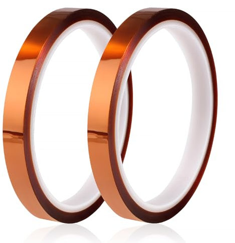 YIXISI 2 Pezzi 10mmx33m Polyimide Tape Nastro, Nastro Adesivo Resistente al Calore con Adesivo in Silicone, per la Mascheratura, la Saldatura, Schede di sublimazione e Isolamento