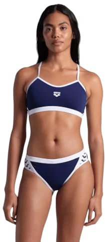 ARENA Costume Bikini 2 Pezzi Slip E Top A Fascia 40 Donna Piscina Nuoto Blu Scuro Bianco